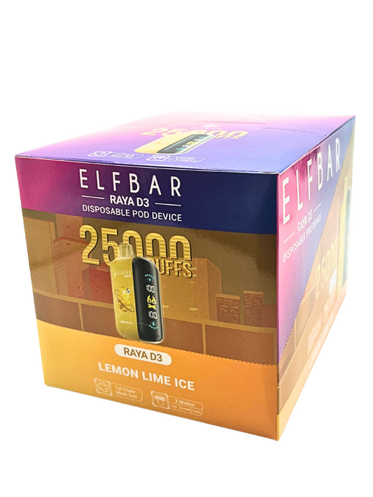 ELFBAR Raya D3 25000 Puffs Disposable Vape-Lemon Lime Ice (Min. Quantity 1 Carton / 10 Piece)