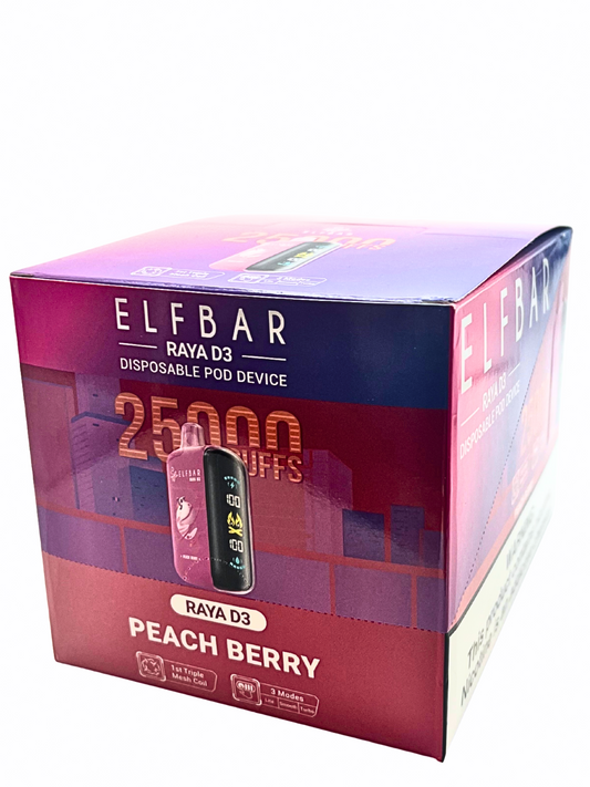 ELFBAR Raya D3 25000 Puffs Disposable Vape-Peach Berry (Min. Quantity 1 Carton / 10 Piece)