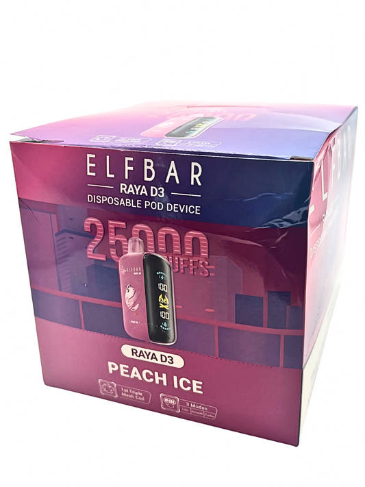 ELFBAR Raya D3 25000 Puffs Disposable Vape-Peach Ice (Min. Quantity 1 Carton / 10 Piece)