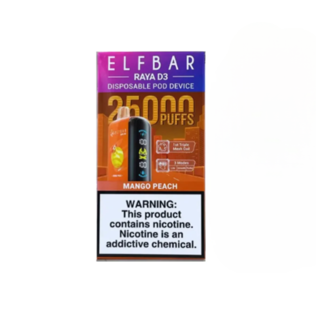 ELFBAR Raya D3 25000 Puffs Disposable Vape-Mango Peach (Min. Quantity 1 Carton / 10 Piece)