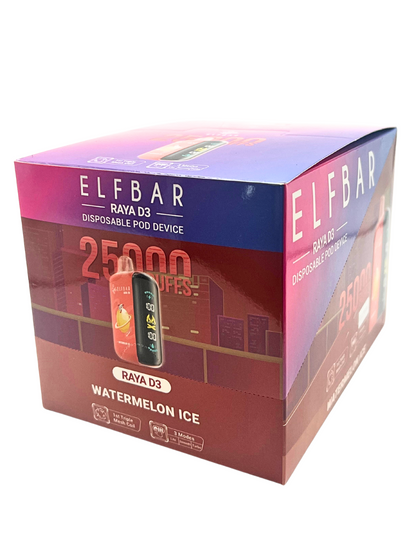 ELFBAR Raya D3 25000 Puffs Disposable Vape-Watermelon Ice (Min. Quantity 1 Carton / 10 Piece)