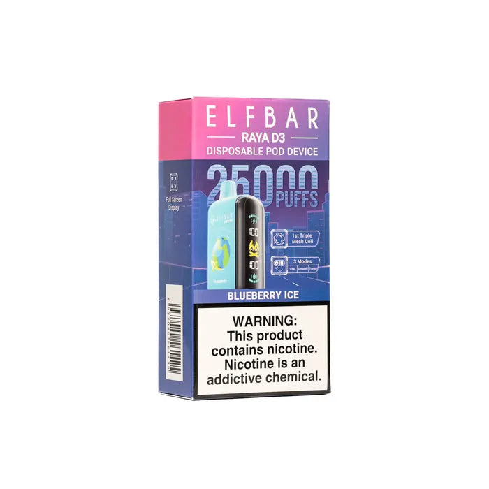 ELFBAR Raya D3 25000 Puffs Disposable Vape-Blueberry Ice (Min. Quantity 1 Carton / 10 Piece)