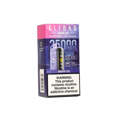 ELFBAR Raya D3 25000 Puffs Disposable Vape-Grape Ice (Min. Quantity 1 Carton / 10 Piece)