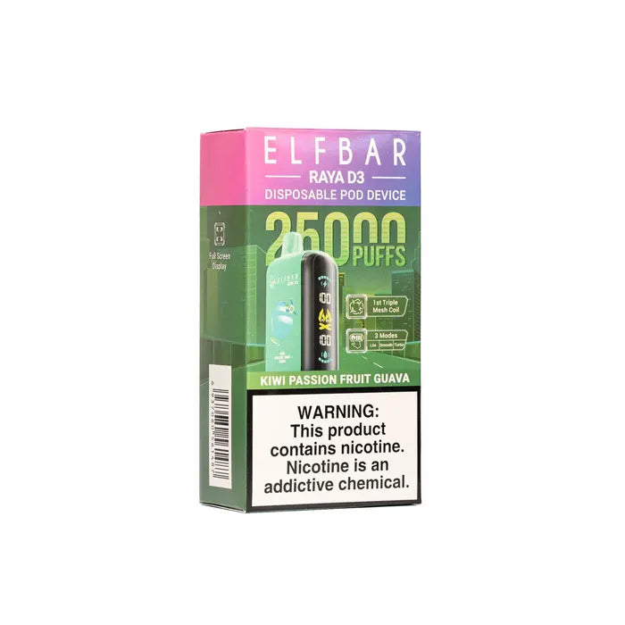 ELFBAR Raya D3 25000 Puffs Disposable Vape-Kiwi Passion Fruit Guava (Min. Quantity 1 Carton / 10 Piece)