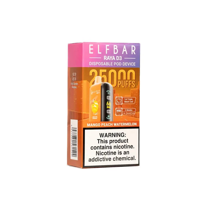 ELFBAR Raya D3 25000 Puffs Disposable Vape-Mango Peach Watermelon (Min. Quantity 1 Carton / 10 Piece)